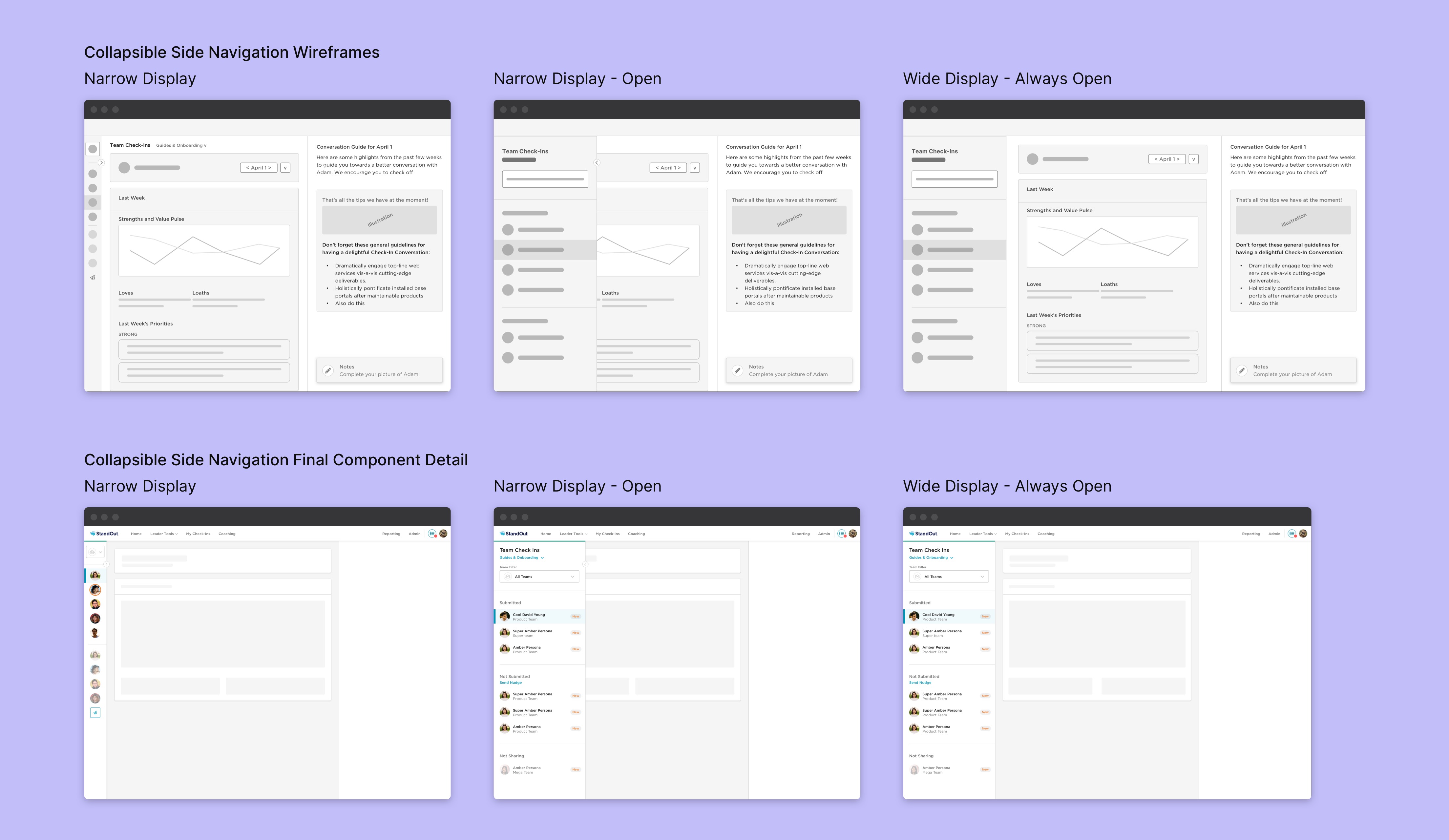 Side navigation details for StandOut Coaching Intelligence
